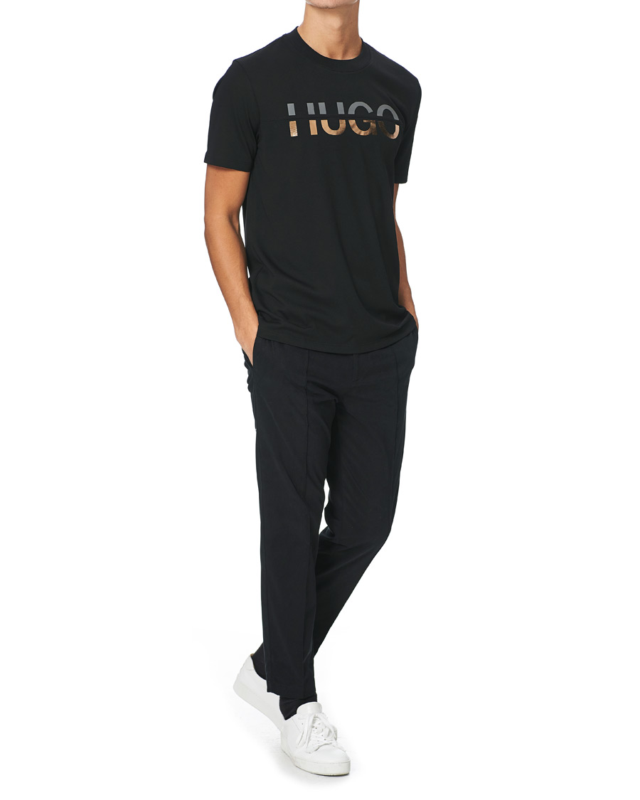 Men | T-Shirts | HUGO | Denghis Glossy Logo Crew Neck Tee Black