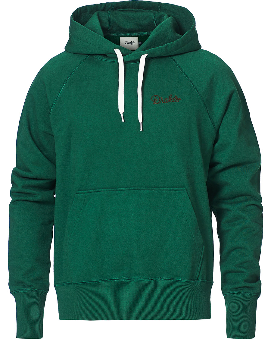 Men | Sweaters & Knitwear | Drake's | Hooded Cotton Sweatshirt Green