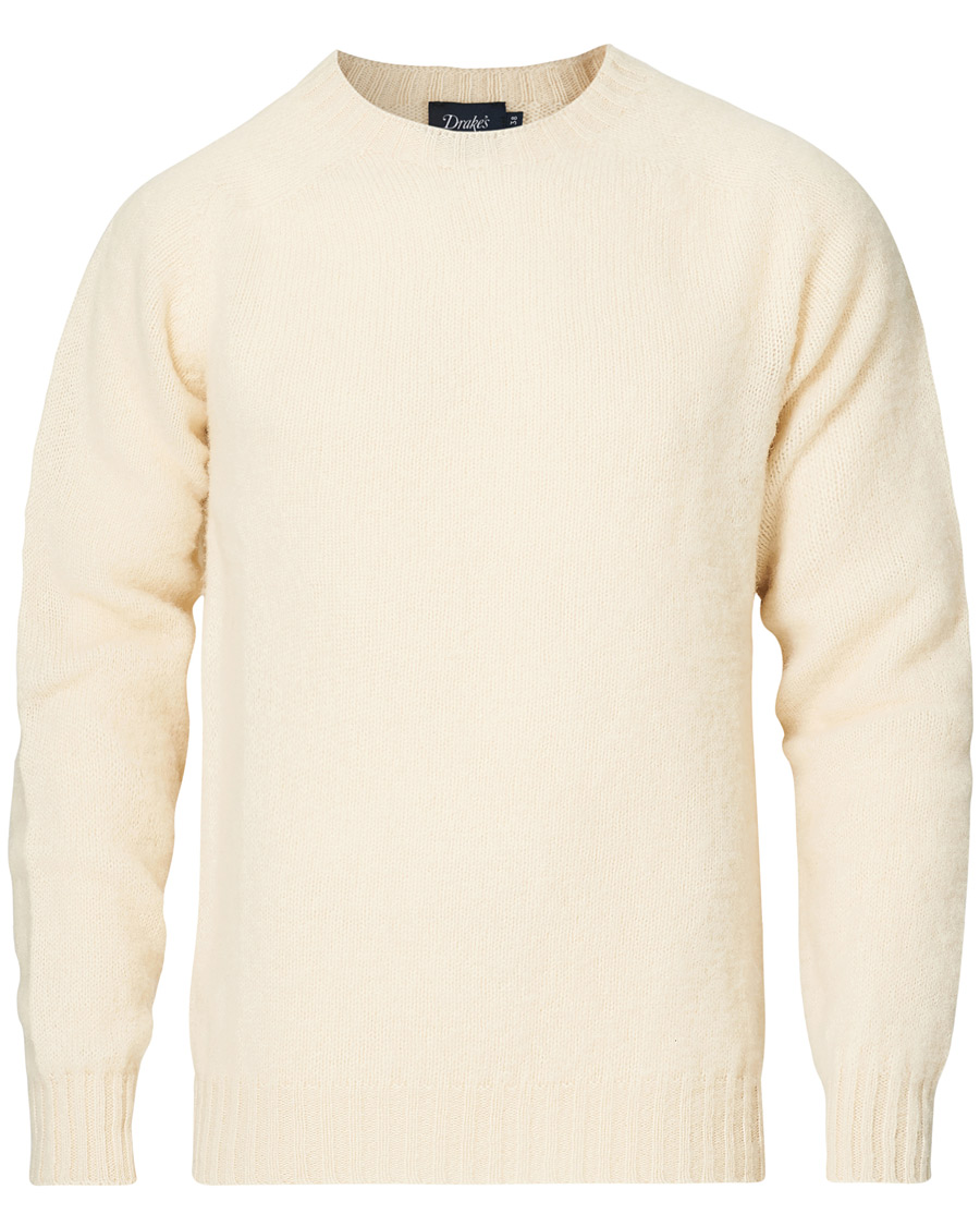 Men | Sweaters & Knitwear | Drake's | Shetland Crew Neck Jumper Ecru