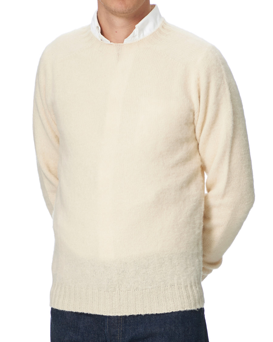 Men | Sweaters & Knitwear | Drake's | Shetland Crew Neck Jumper Ecru