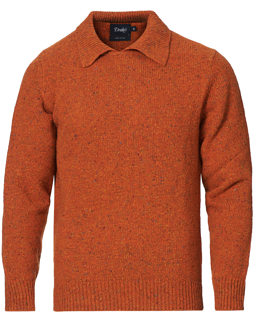 Men | Sweaters & Knitwear | Drake's | Merino Integral Collar Firefly