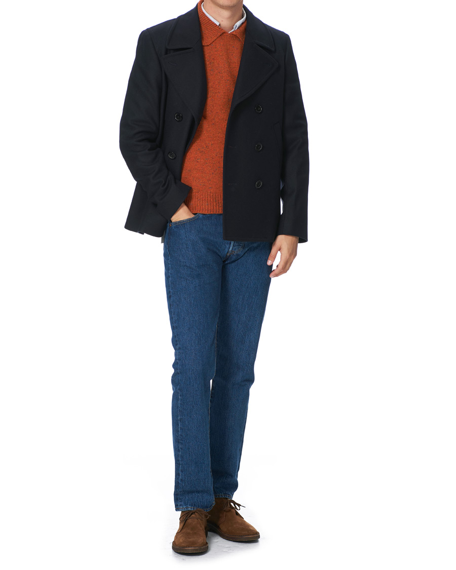 Men | Sweaters & Knitwear | Drake's | Merino Integral Collar Firefly