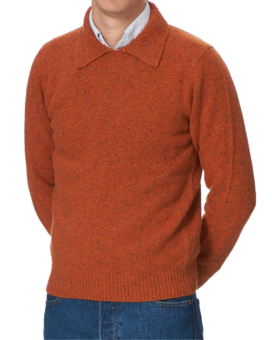 Men | Sweaters & Knitwear | Drake's | Merino Integral Collar Firefly