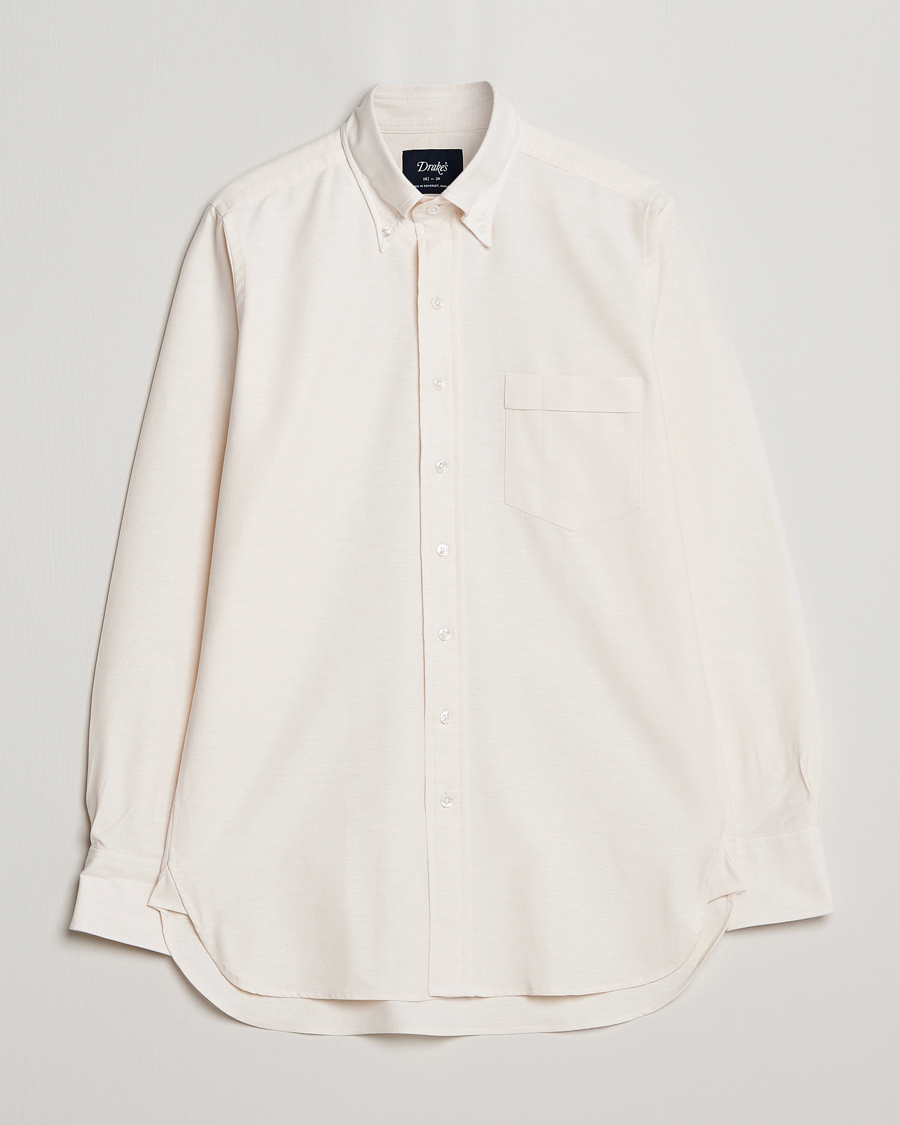 Men | Shirts | Drake's | Button Down Oxford Shirt Cream