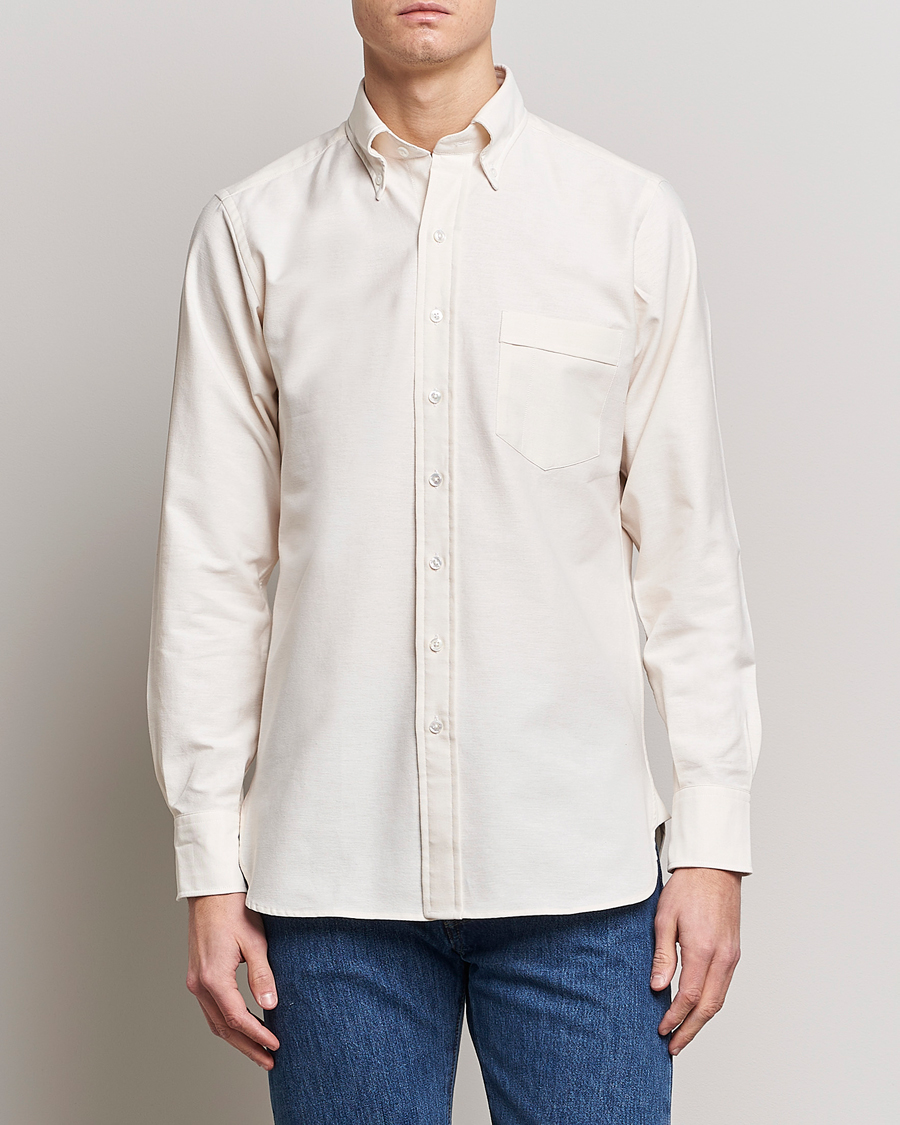 Men | Shirts | Drake's | Button Down Oxford Shirt Cream