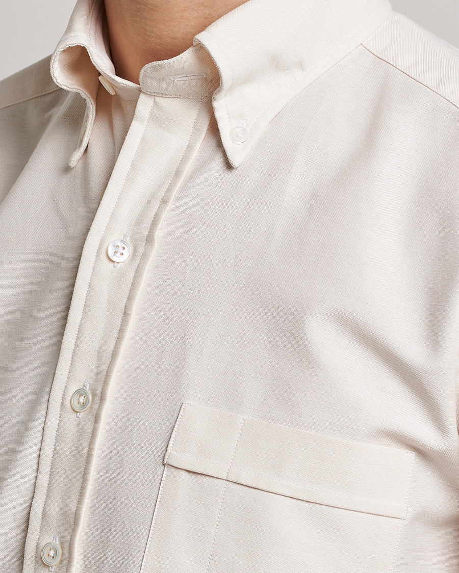 Men | Shirts | Drake's | Button Down Oxford Shirt Cream