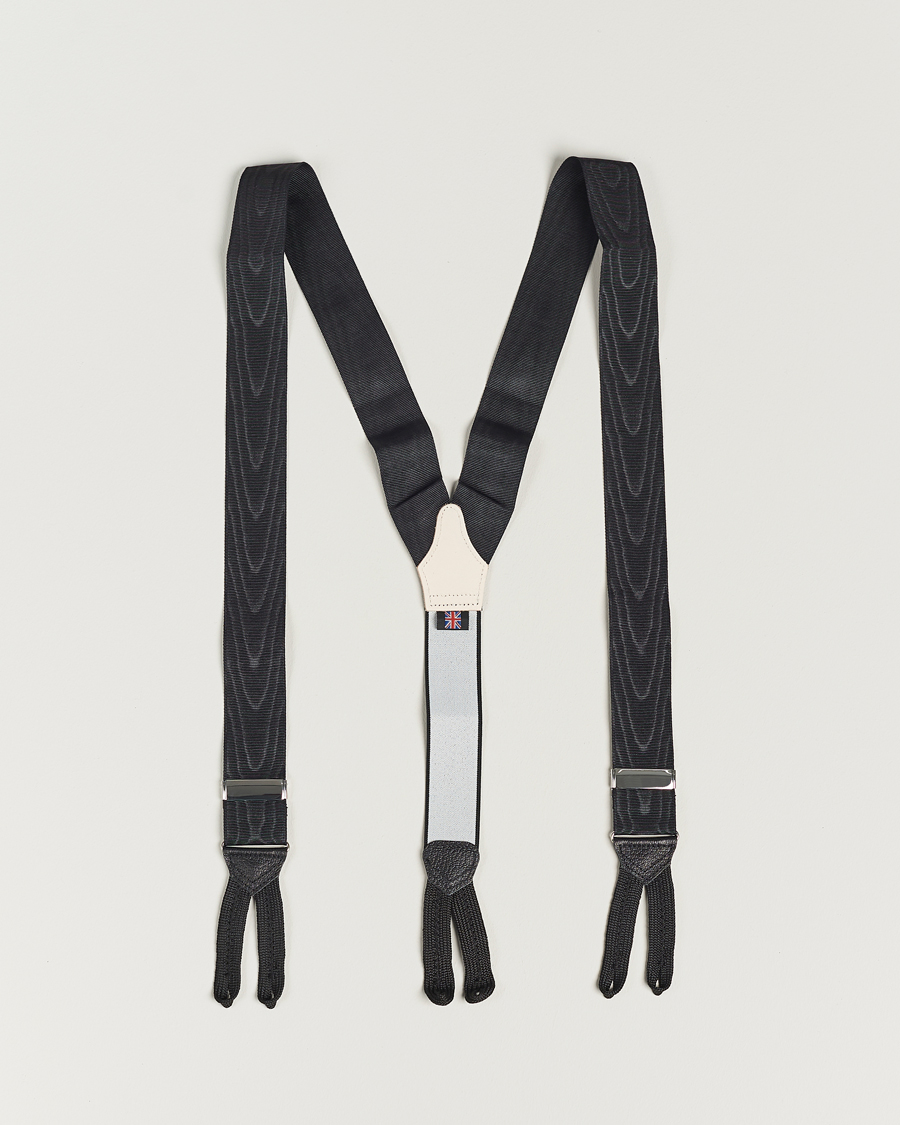 Men | Albert Thurston Moiré Braces 40mm Black | Albert Thurston | Moiré Braces 40mm Black
