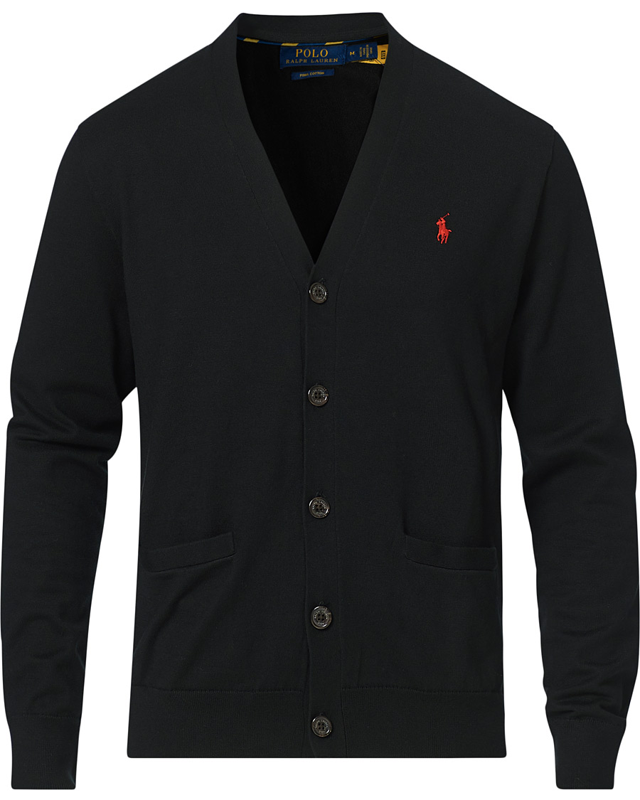 Men | Sweaters & Knitwear | Polo Ralph Lauren | Pima Cotton Cardigan Polo Black