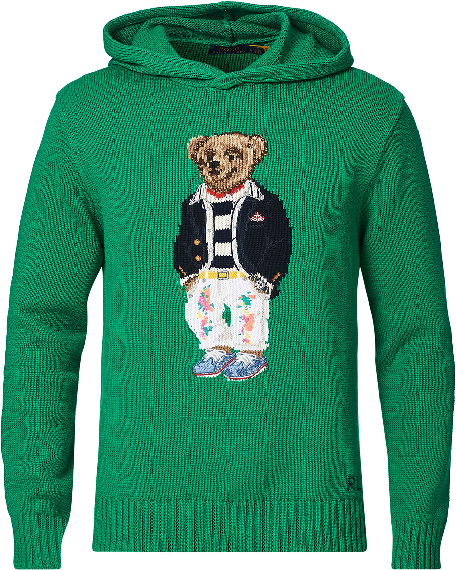 Men | Sweaters & Knitwear | Polo Ralph Lauren | Knitted Ivy Bear Hoodie Cruise Green