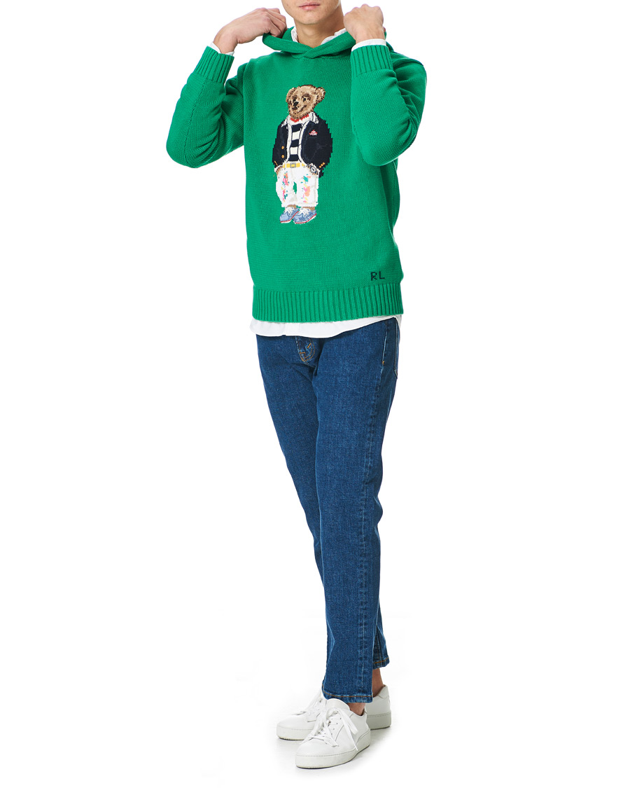 Men | Sweaters & Knitwear | Polo Ralph Lauren | Knitted Ivy Bear Hoodie Cruise Green