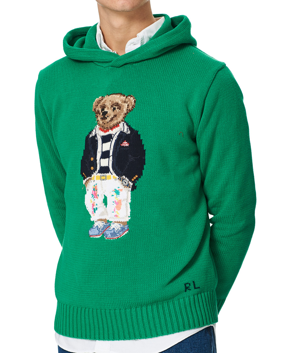 Men | Sweaters & Knitwear | Polo Ralph Lauren | Knitted Ivy Bear Hoodie Cruise Green