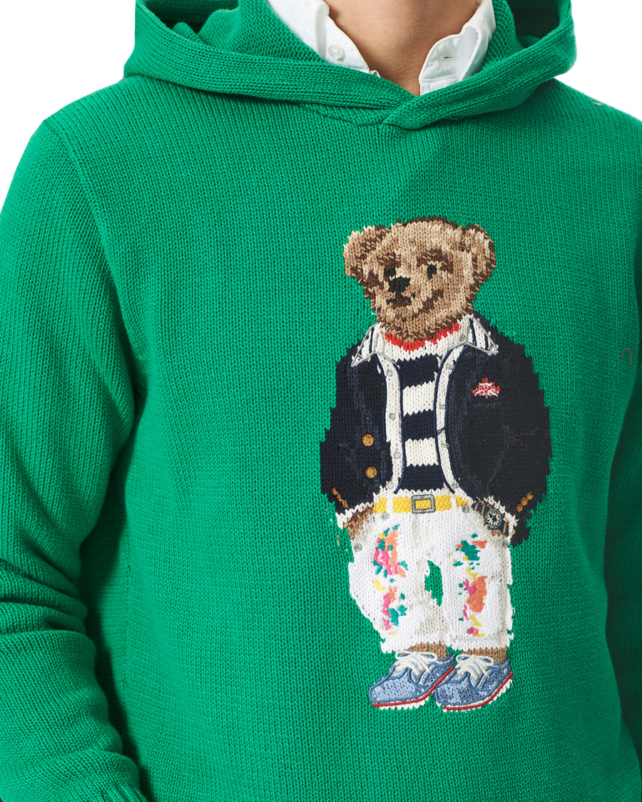 Men | Sweaters & Knitwear | Polo Ralph Lauren | Knitted Ivy Bear Hoodie Cruise Green