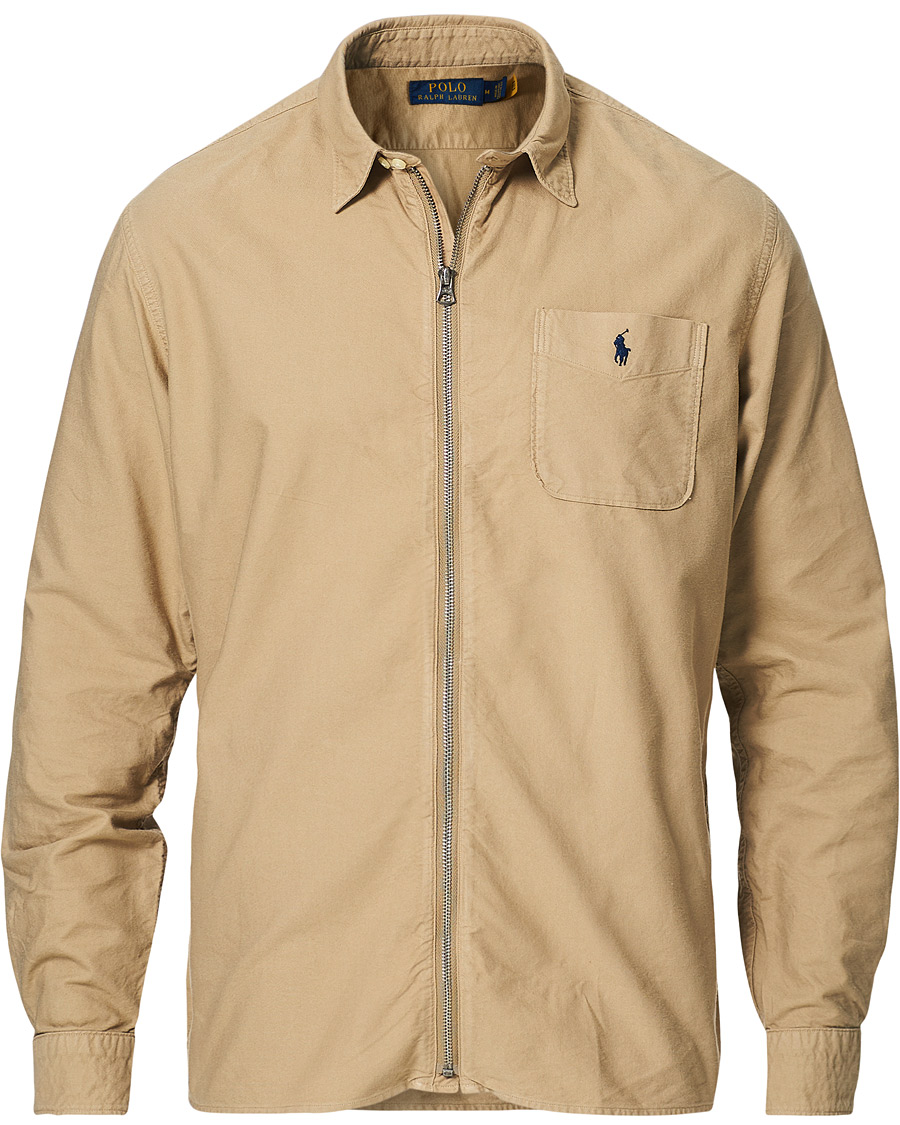 Men | Shirts | Polo Ralph Lauren | Garment Dyed Oxford Full-Zip Overshirt Surrey Tan