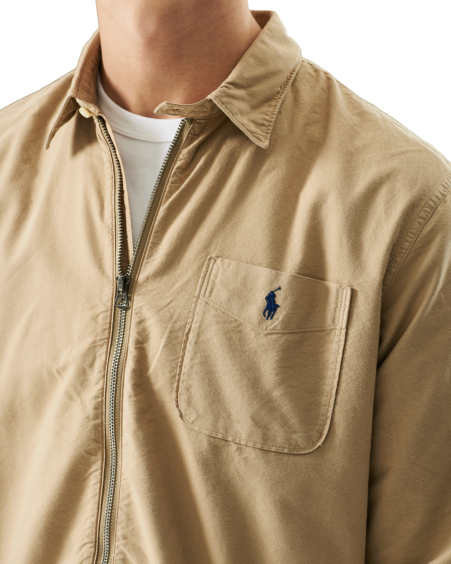 Men | Shirts | Polo Ralph Lauren | Garment Dyed Oxford Full-Zip Overshirt Surrey Tan