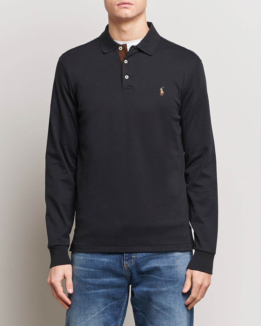 Men | Sweaters & Knitwear | Polo Ralph Lauren | Pima Cotton Custom Fit LS Polo Polo Black