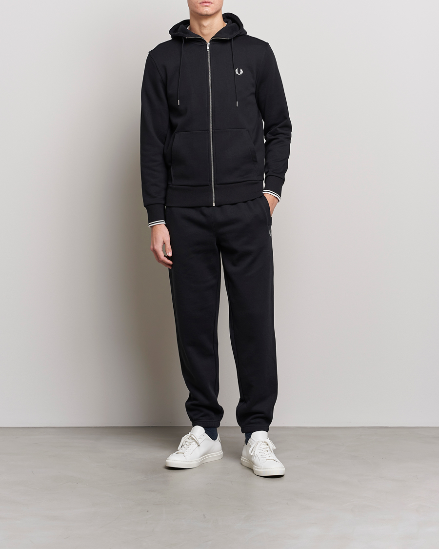 Men | Sweaters & Knitwear | Fred Perry | Full Zip Hooded Sweatshirt Black