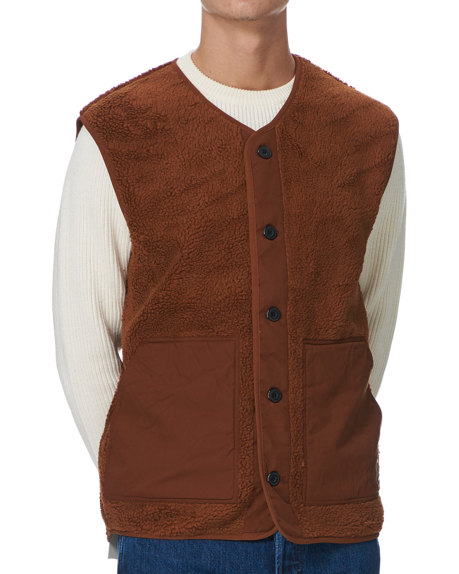 Men | Sweaters & Knitwear | Samsøe Samsøe | Samsøe & Samsøe Frederik Recycled Fleece Vest Caramel Cafe