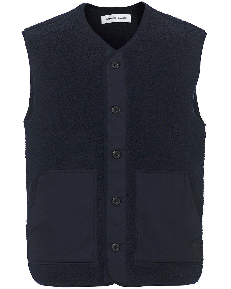 Men | Sweaters & Knitwear | Samsøe Samsøe | Samsøe & Samsøe Frederik Recycled Fleece Vest Sky Captain