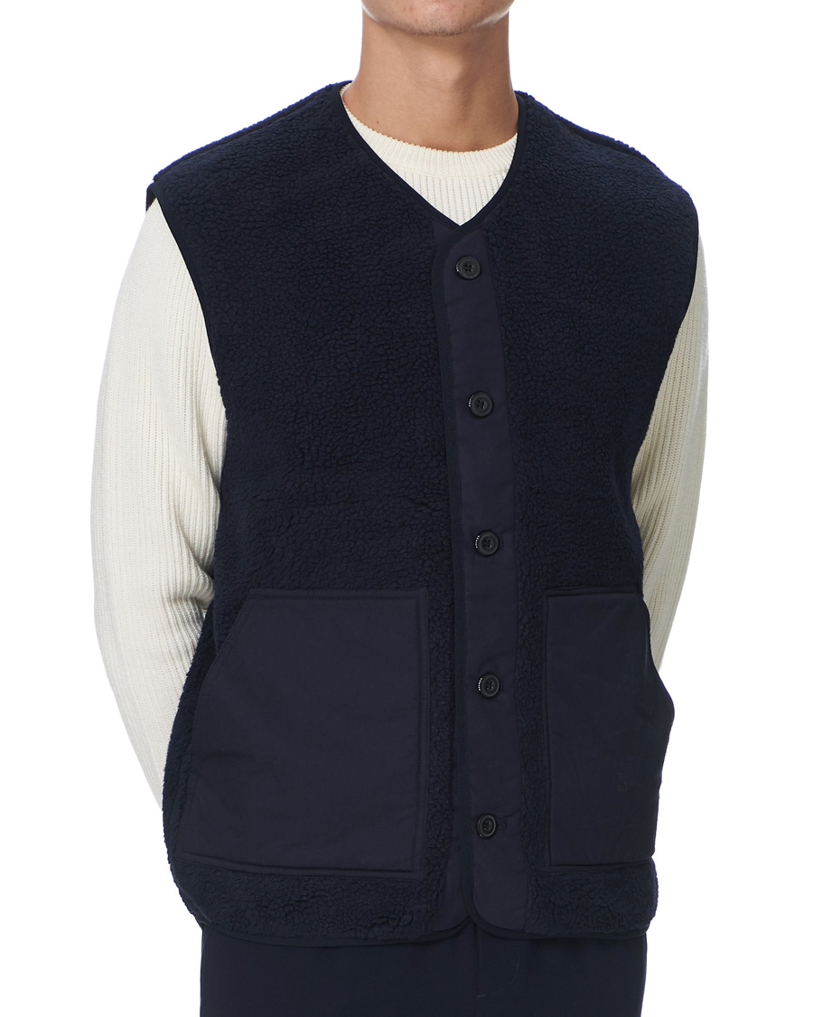 Men | Sweaters & Knitwear | Samsøe Samsøe | Samsøe & Samsøe Frederik Recycled Fleece Vest Sky Captain
