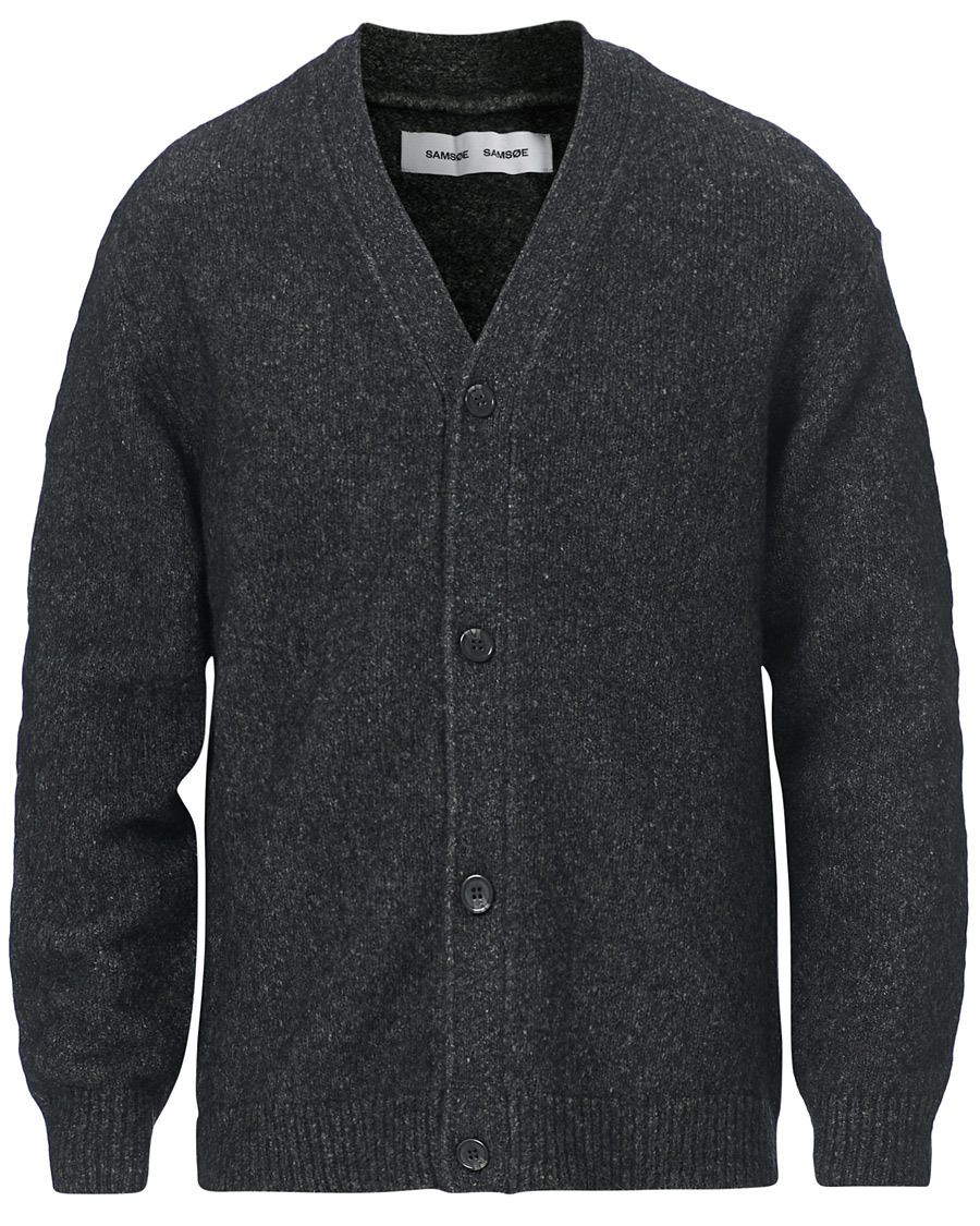 Men | Sweaters & Knitwear | Samsøe Samsøe | Samsøe & Samsøe Alter Merino Wool Cardigan Dark Grey Mel