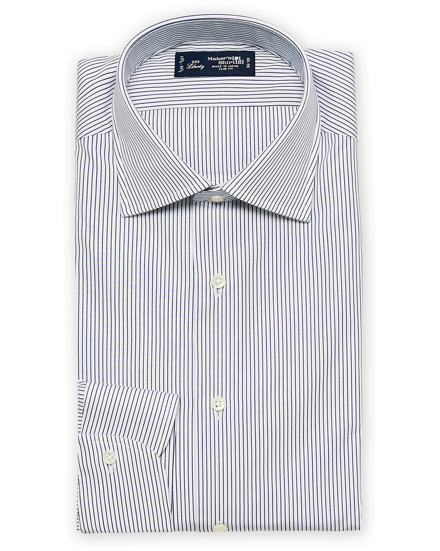 Men | Shirts | Kamakura Shirts | Slim Fit Broadcloth Shirt Blue Stripe
