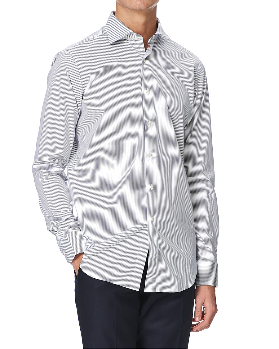 Men | Shirts | Kamakura Shirts | Slim Fit Broadcloth Shirt Blue Stripe