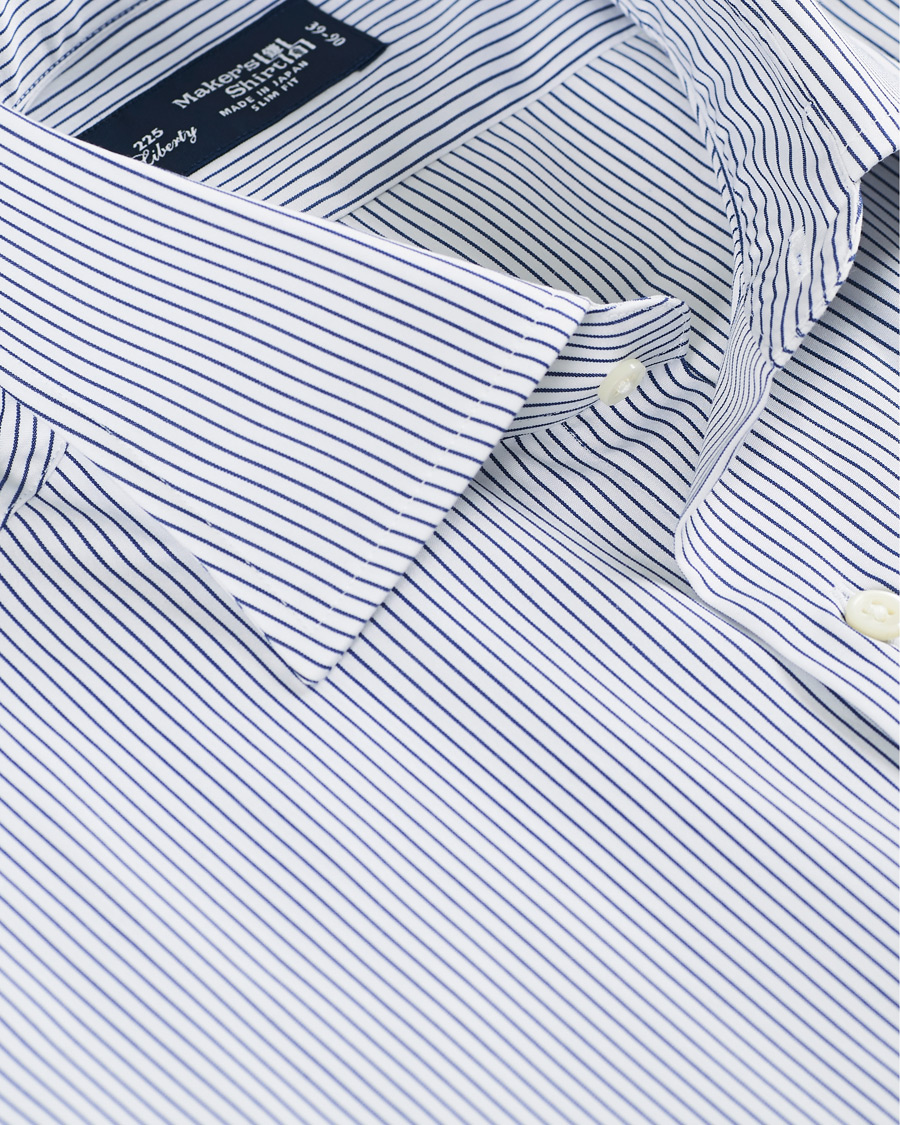 Men | Shirts | Kamakura Shirts | Slim Fit Broadcloth Shirt Blue Stripe