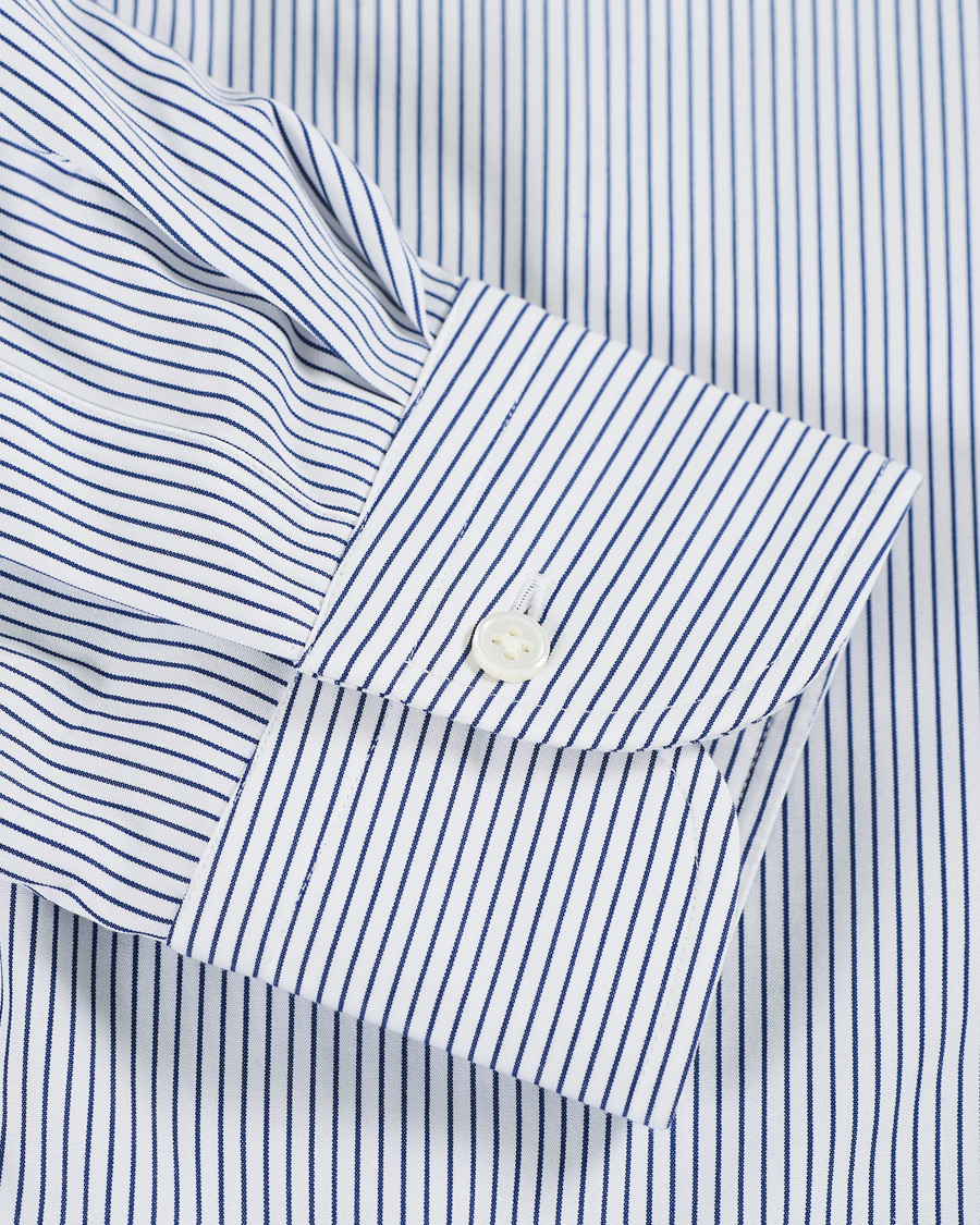 Men | Shirts | Kamakura Shirts | Slim Fit Broadcloth Shirt Blue Stripe