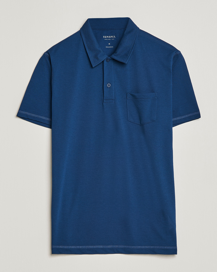 Men | Polo Shirts | Sunspel | Active Pique Polo Navy