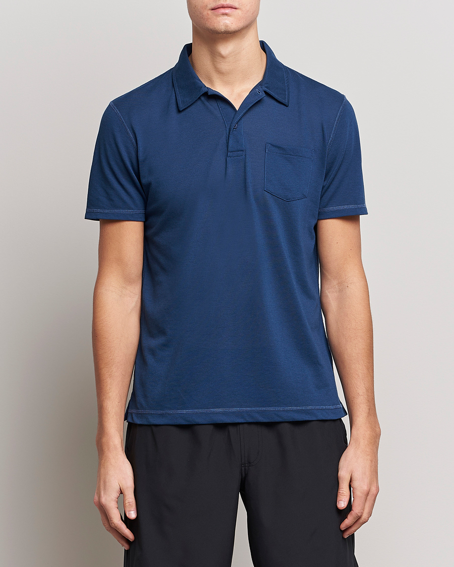 Men | Polo Shirts | Sunspel | Active Pique Polo Navy