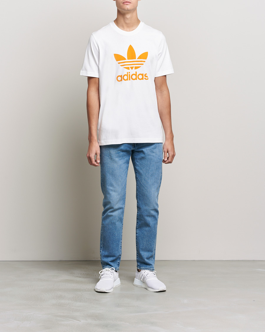 Men | T-Shirts | adidas Originals | Trefoil Crew Neck Tee White/Orange