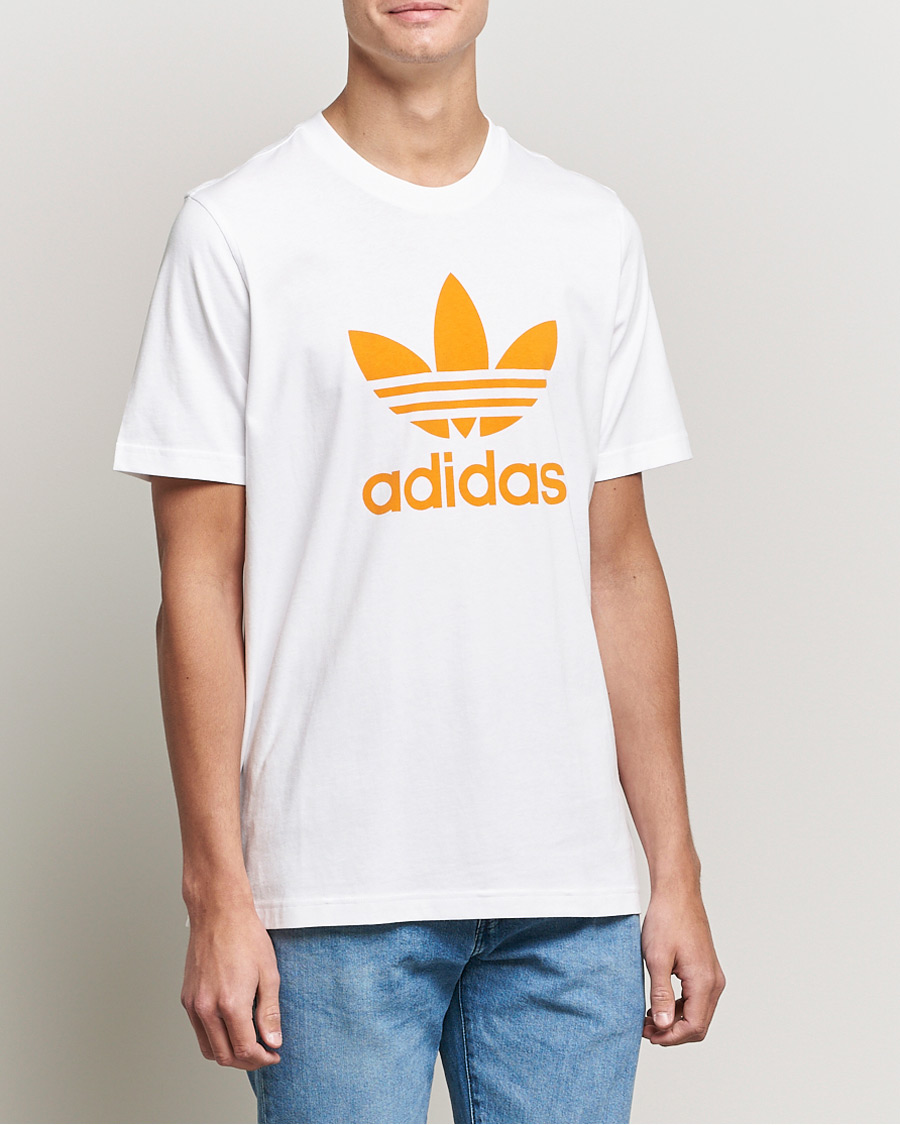Men | T-Shirts | adidas Originals | Trefoil Crew Neck Tee White/Orange