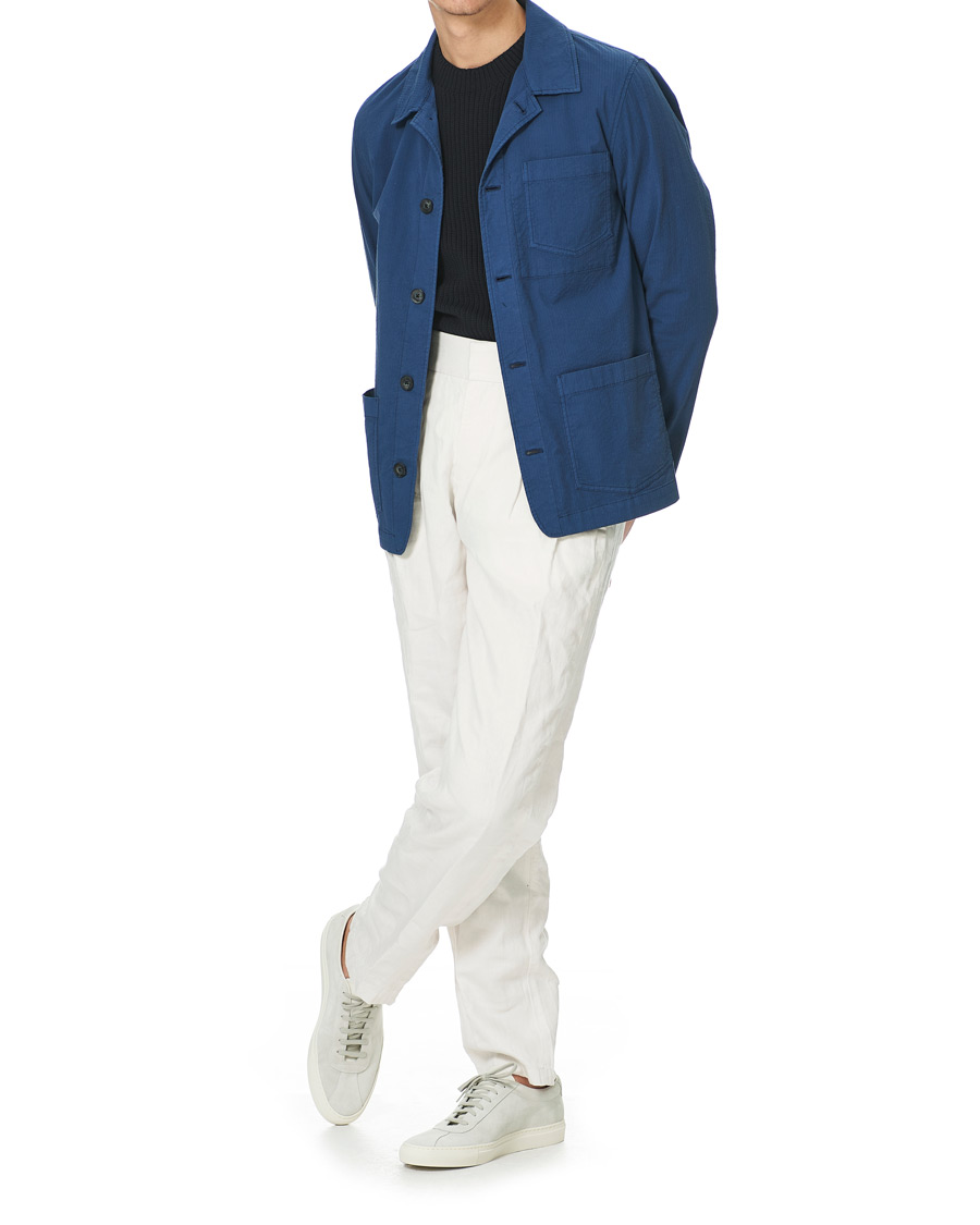 Men | Shirts | Altea | Seersucker Overshirt Navy