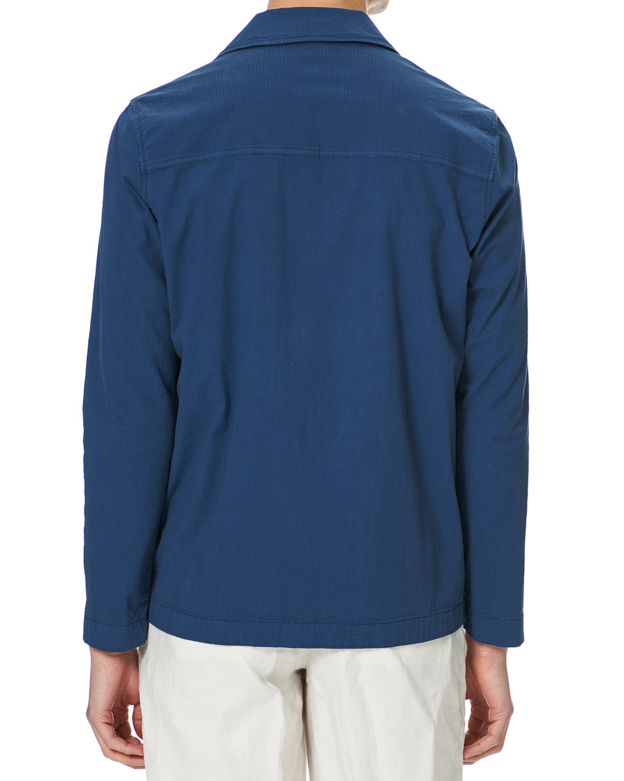 Men | Shirts | Altea | Seersucker Overshirt Navy