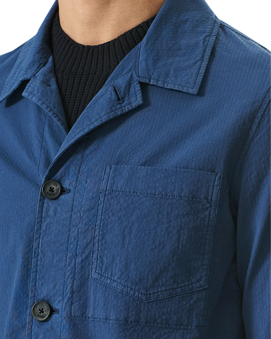 Men | Shirts | Altea | Seersucker Overshirt Navy
