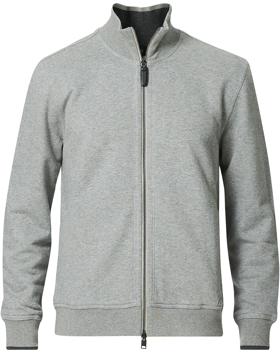 Men | Sweaters & Knitwear | Brioni | French Terry Cotton Zip Sweater Light Grey