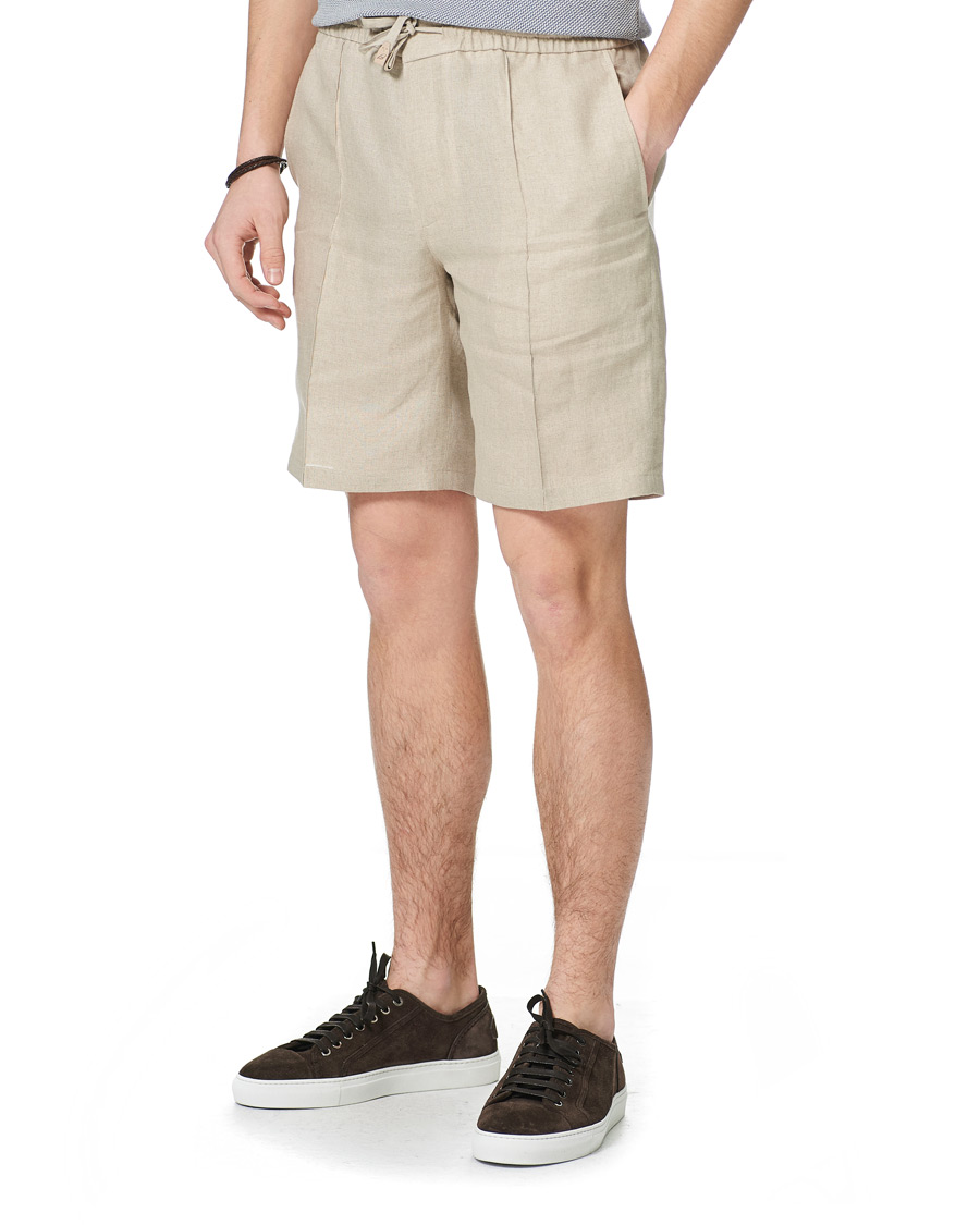 Men | Shorts | Brioni | Drawstring Linen Shorts Beige