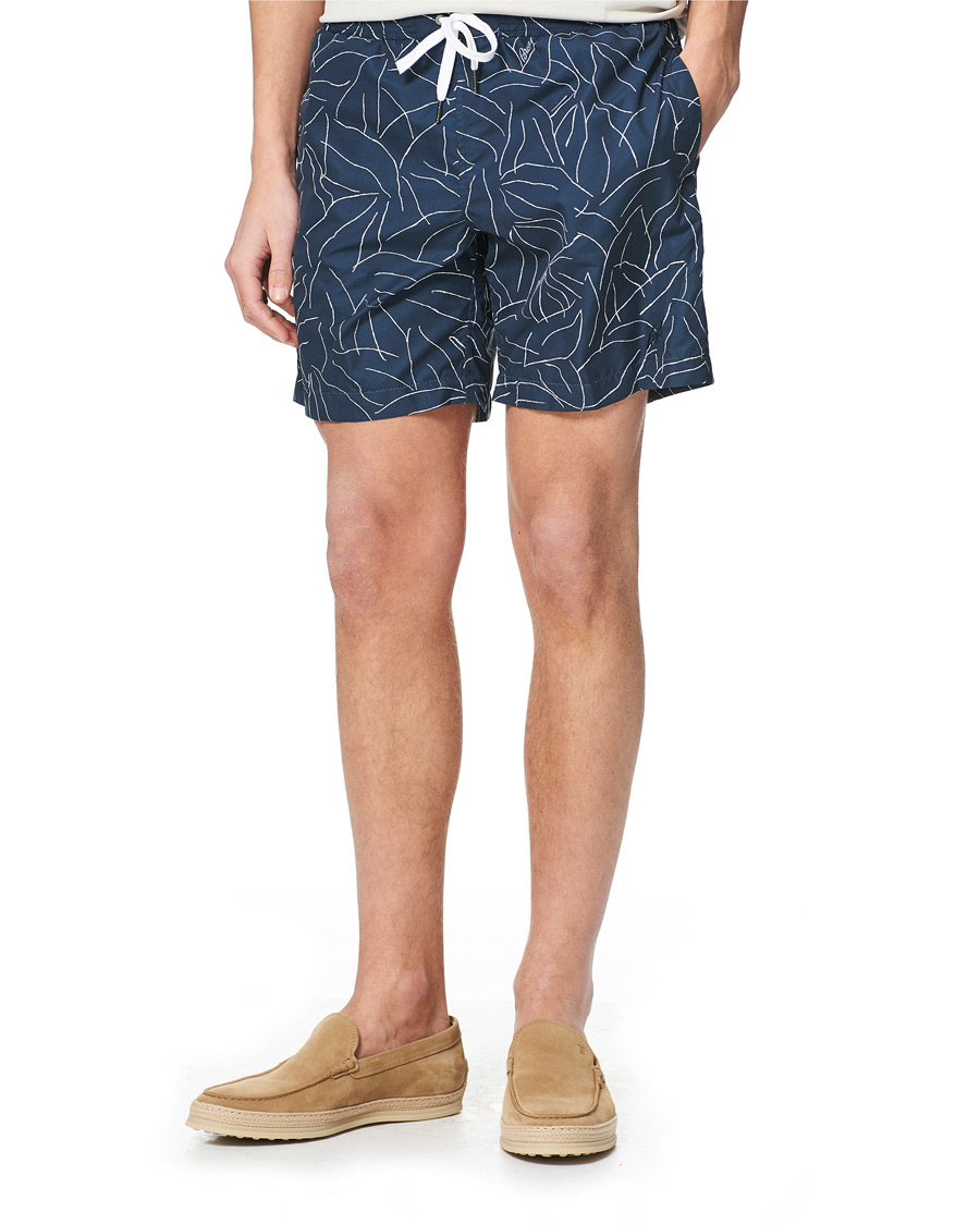 Men | Swimwear | Brioni | Foliage Print Swim Trunks Navy