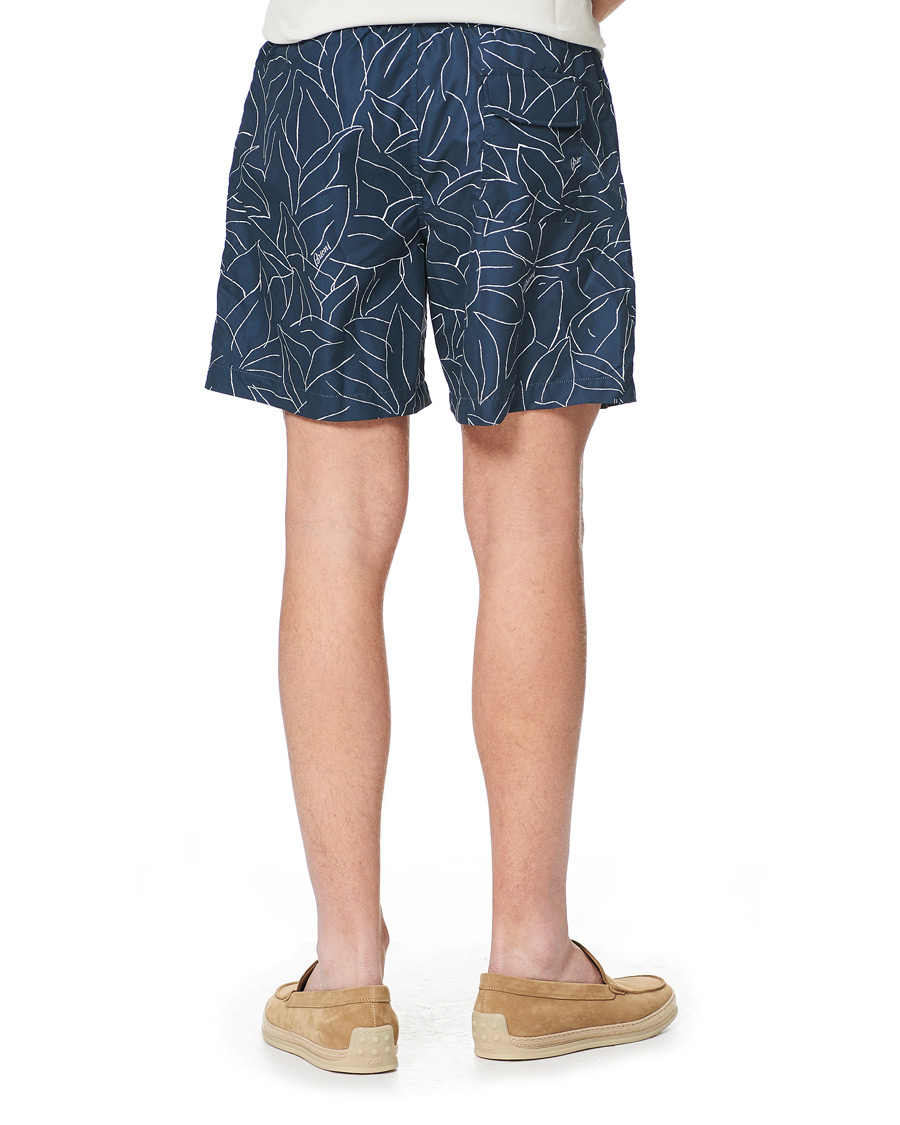 Men | Swimwear | Brioni | Foliage Print Swim Trunks Navy