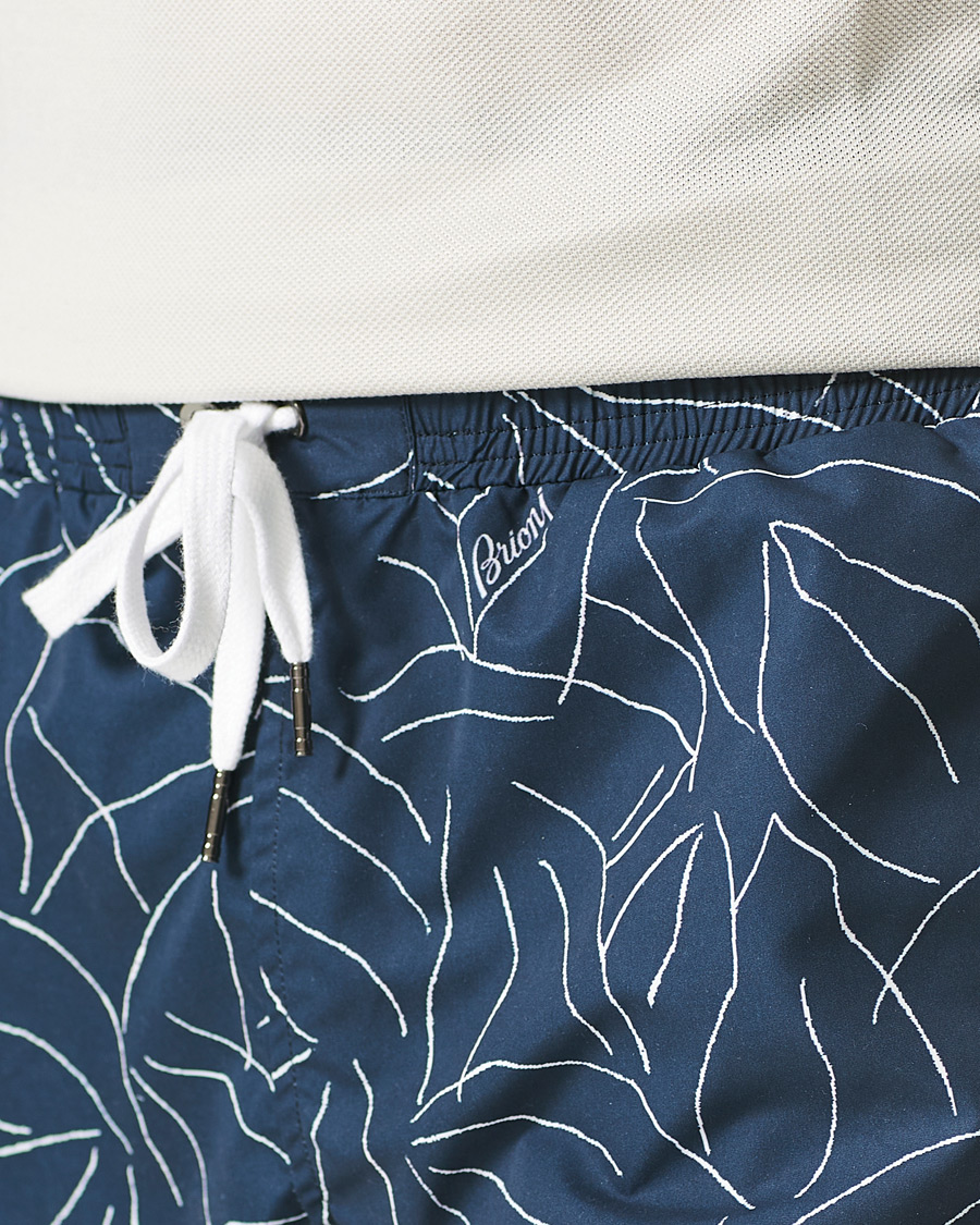 Men | Swimwear | Brioni | Foliage Print Swim Trunks Navy