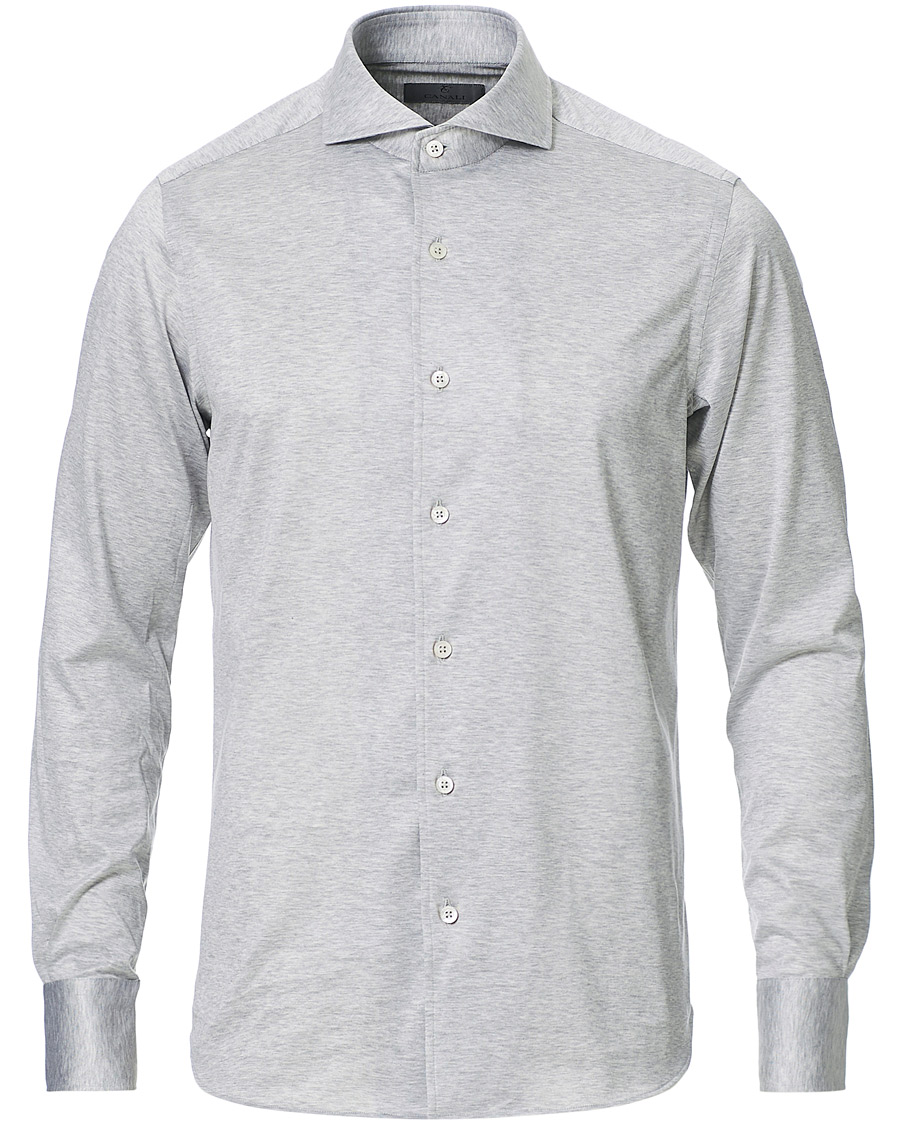 Men | Shirts | Canali | Slim Fit Jersey Shirt Light Grey
