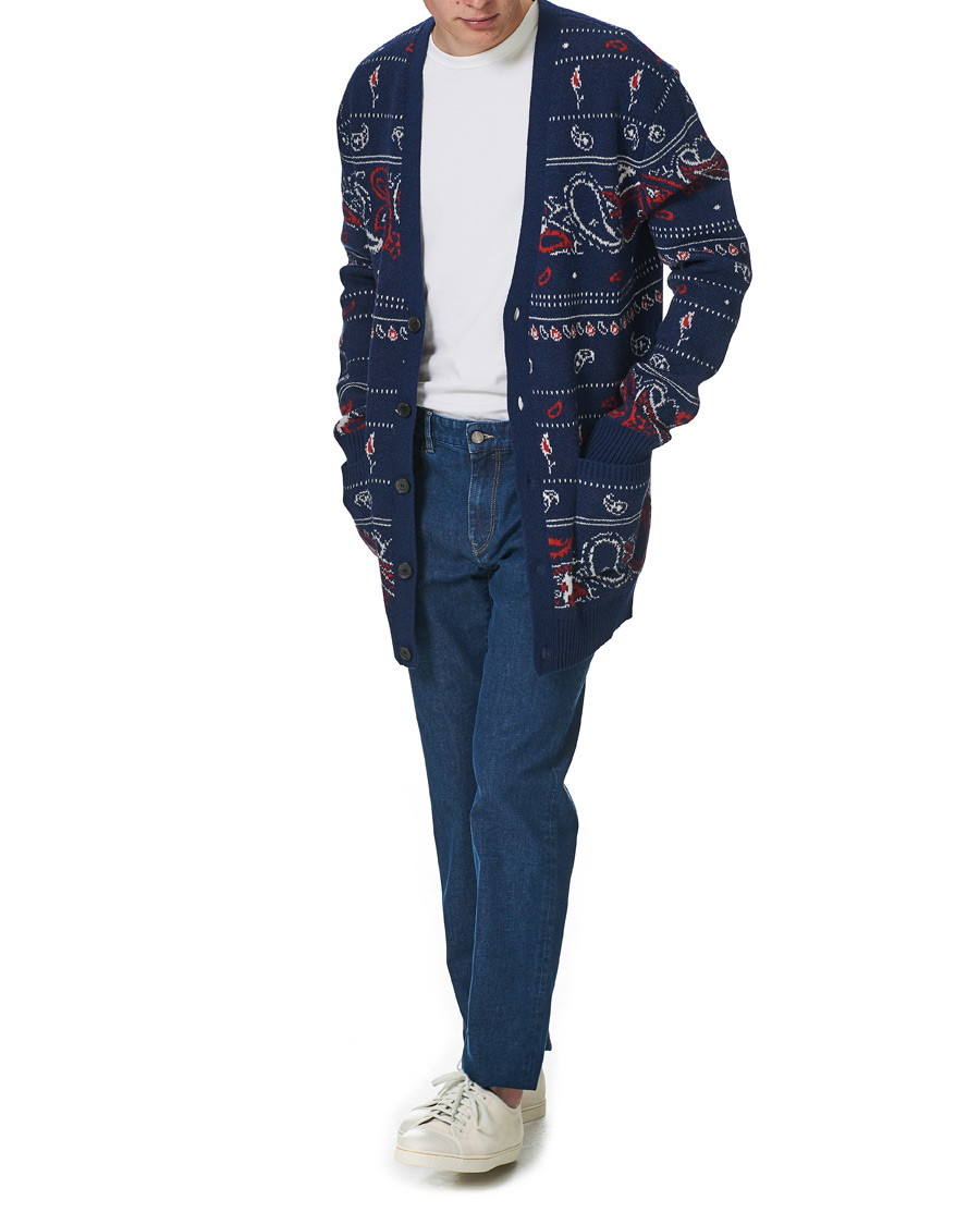 Men | Sweaters & Knitwear | Etro | Jacquard Wool/Cashmere Cardigan Navy