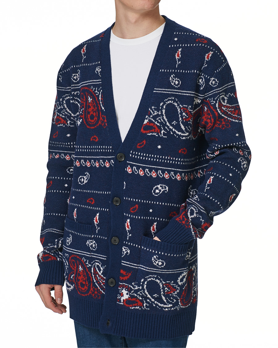 Men | Sweaters & Knitwear | Etro | Jacquard Wool/Cashmere Cardigan Navy
