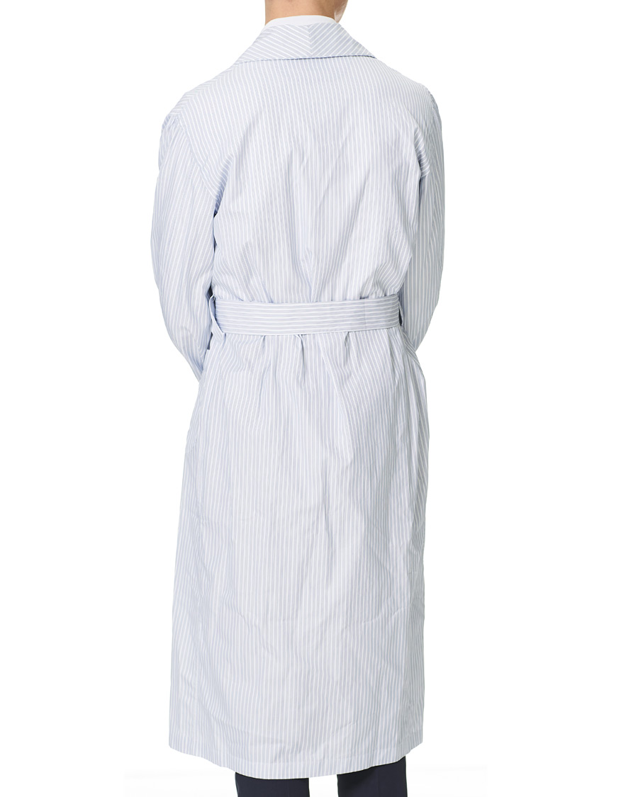 Men | Pyjamas & Robes | Finamore Napoli | Striped Popeline Robe White/Blue