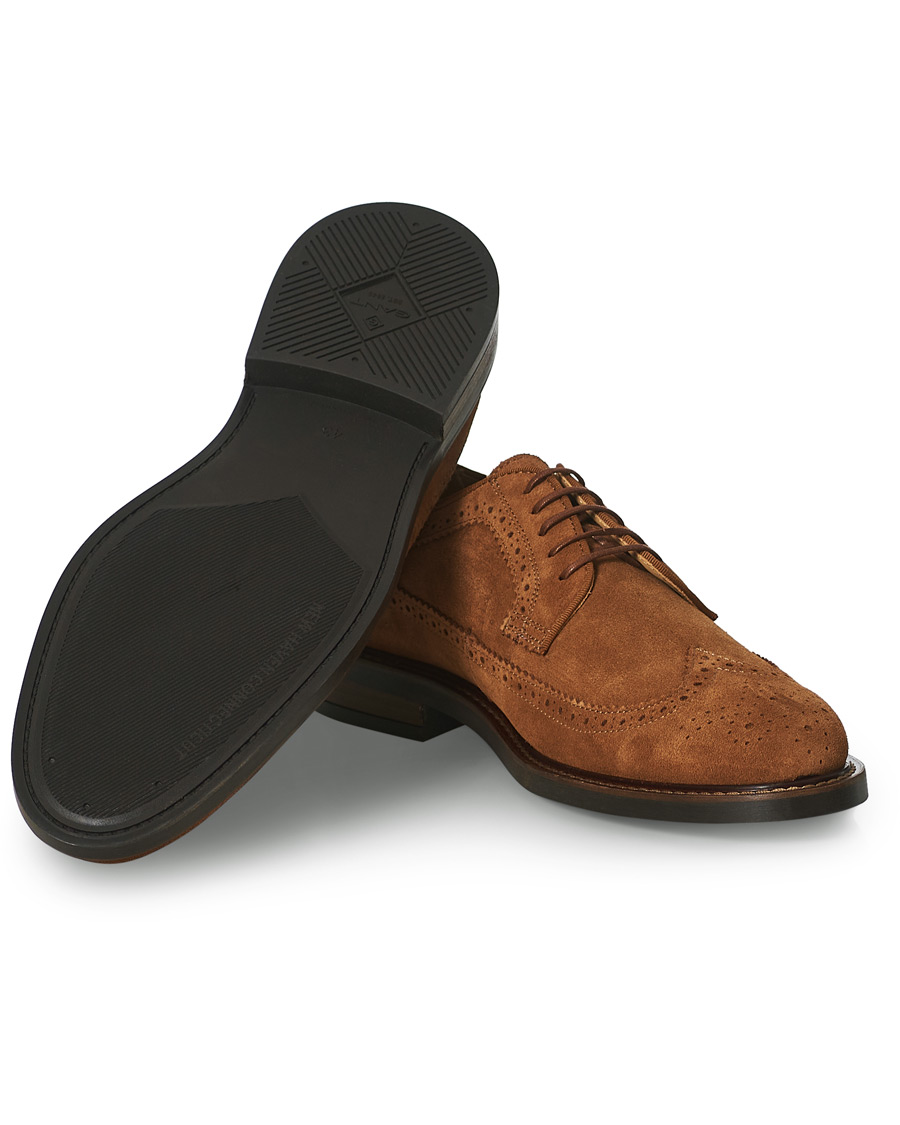 Men | GANT St Akron Brouge Derby Cognac Suede | GANT | St Akron Brouge Derby Cognac Suede