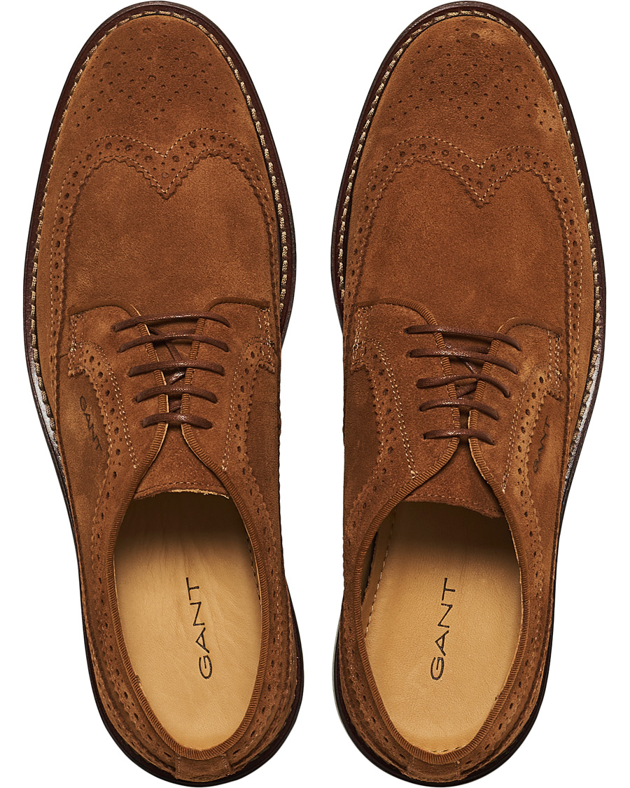 Men | GANT St Akron Brouge Derby Cognac Suede | GANT | St Akron Brouge Derby Cognac Suede