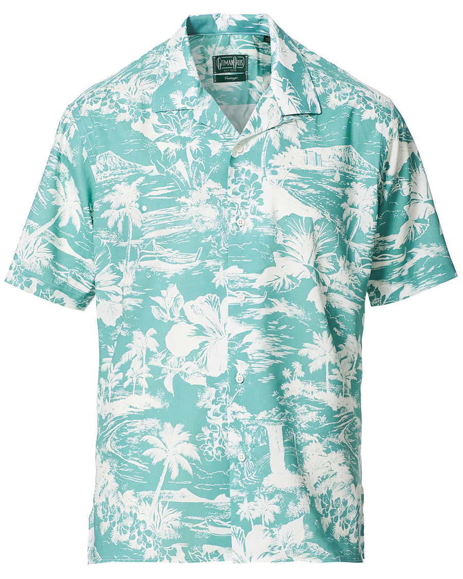 Men | Shirts | Gitman Vintage | Rayon Aloha Camp Collar Shirt Mint Green