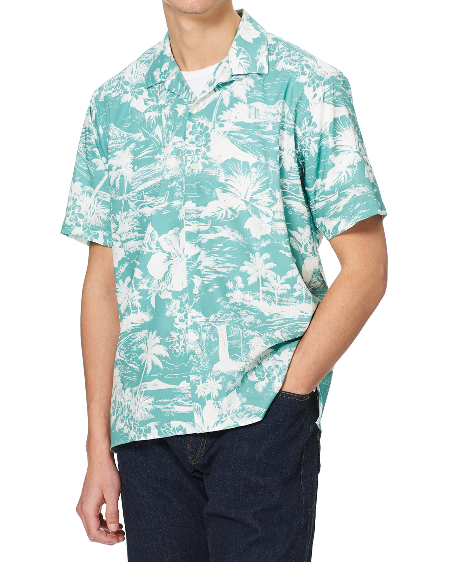 Men | Shirts | Gitman Vintage | Rayon Aloha Camp Collar Shirt Mint Green