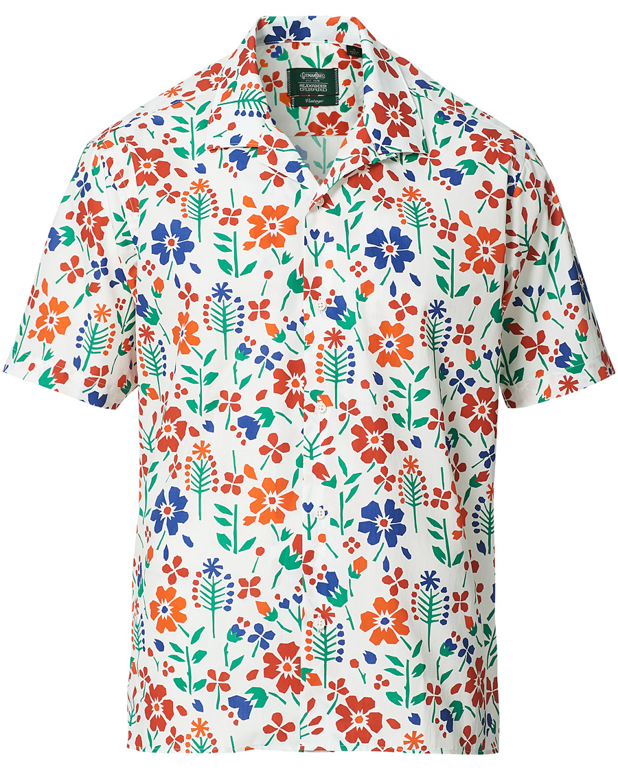 Men | Shirts | Gitman Vintage | Flores Camp Collar Shirt White/Orange