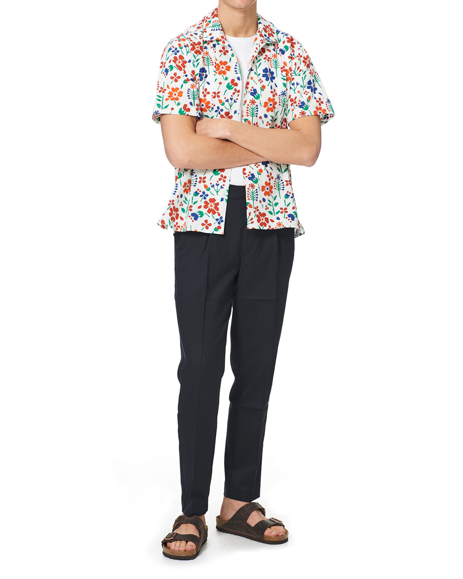 Men | Shirts | Gitman Vintage | Flores Camp Collar Shirt White/Orange